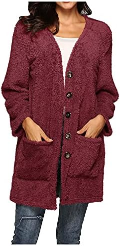 Prdecexlu Moderna jakna s punim rukavima za žene duge poslove jeseni pahuljasta mekana jakna Boxy Fit SOLID V-izrez