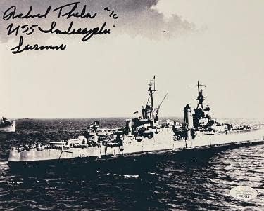 Richard Thelen potpisao Vintage B&W 8x10 Photo- JSA SS17682-1945 USS Indianapolis CA-35 Survivor- Autographd NFL fotografije