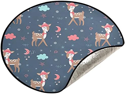 XIGUA Božićni jeleni Slatki jeleni za božićno drvce prostirka 28,3 inča, vodootporna prostirka za ladice za zaštitnički božićni božićni