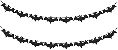 Saktopdeco 2 Pack Bat Garland Black Glittery Halloween šišmiši za Halloween Party Dekoraciju