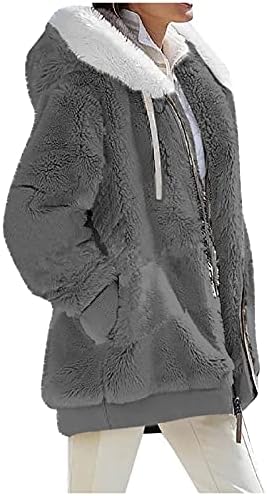 Prdecexlu s kapuljača s dugim rukavima džemper dama zimska otmjena kapuljača kapuljača nejasna topla puni patentni zatvarač solidna