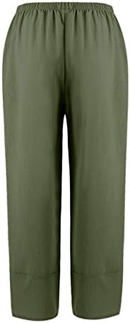 Meymia ženske pamučne lanene hlače visoke elastične struke cvjetni otisak lagana labava fit široka nogava hlača