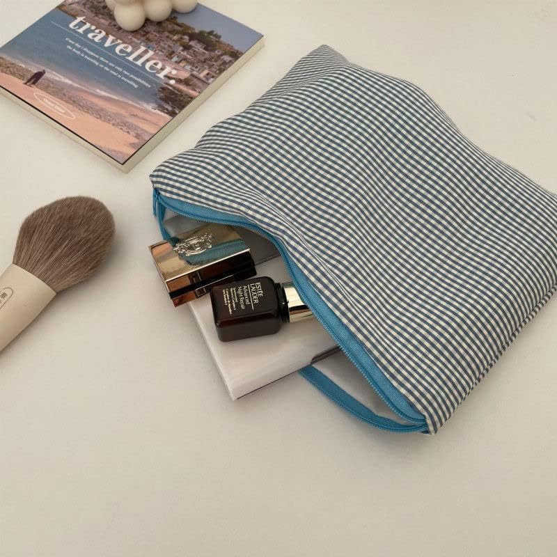 Yeosaqei 2 PC -a Plasa lagana kozmetička vrećica s patentnim zatvaračem, Estetska vrećica za šminkanje, kozmetičko skladištenje