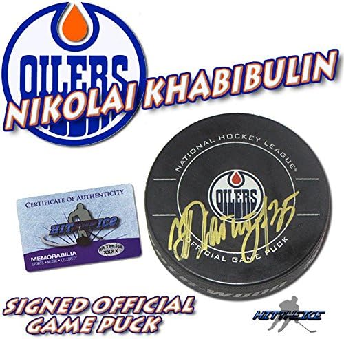 Nikolaj Habibulin potpisao je službeni igrački pak Edmonton Oilers - men / men - NHL pak s autogramima
