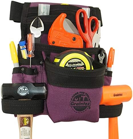GRAINTEX CS2438 10 džepna torba za alat za finišer ljubičaste boje RIP-stop platna s remenom od 2 ”za konstruktore, električare, vodovodnike,