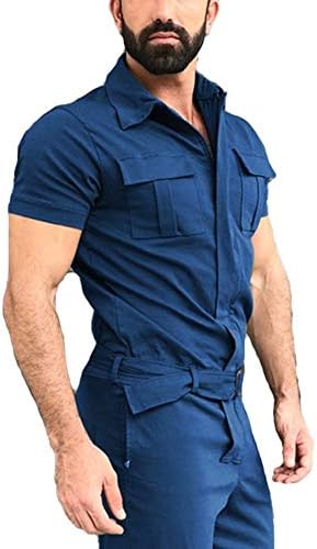 Muški modni rumper kratki rukavi kombinezon s zatvaračem s jednodijelnim ležernim hlačama s džepovima plus veličina