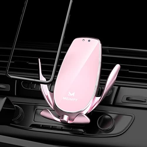 Meimfy bežični montiranje automobila za punjač, ​​automatsko stezanje nosača telefona za automobil, novi nadograđeni model, 15W QI