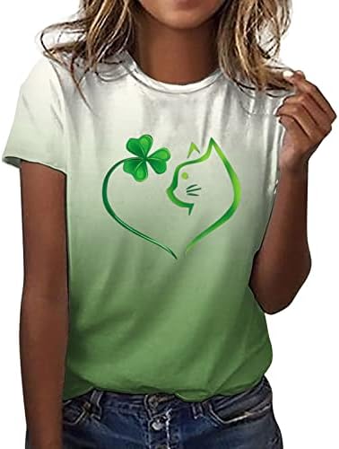 St. Patricks Dan košulje za žene casual sretni clover tiskanje bluze vrhovi kratkih rukava grafički labavi pulover