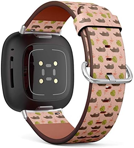 Q -Beans Zamjenski kožni satovi, kompatibilan s Fitbit Versa 3/4 i Fitbit Sense/Sense 2 - Hippo Flamingo Animals