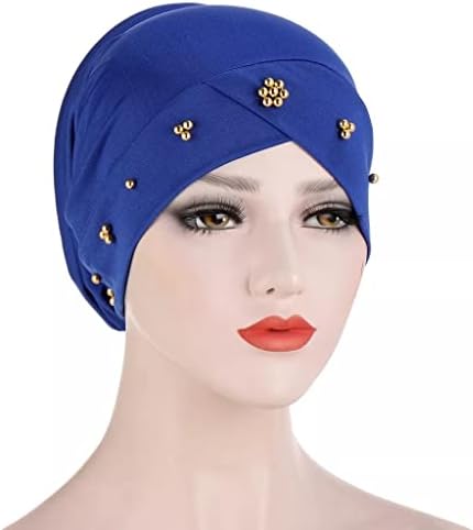 Sawqf Ženski šal šešir Čvrsta boja perlica dama hidžab turban šešir pamučni poklopac Unutarnja hidžab kapica za glavu nošenje šešira