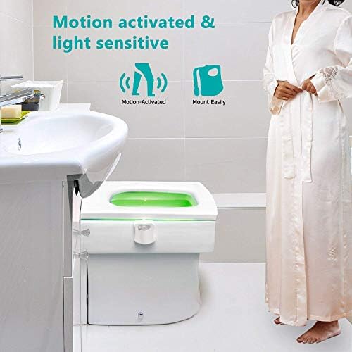 Izvorno toaletno noćno svjetlo od 2 kom, LED svjetlo s aktivacijom senzora pokreta, smiješno kupaonsko noćno svjetlo koje mijenja 8