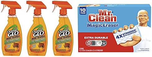 Orange Glo 640823841079 Namještaj od drveta 2-u-1 čisti i poljski, 144 FL OZ & Mr. Clean Magic Eraser, ekstra izdržljiva, cipela, kupaonica