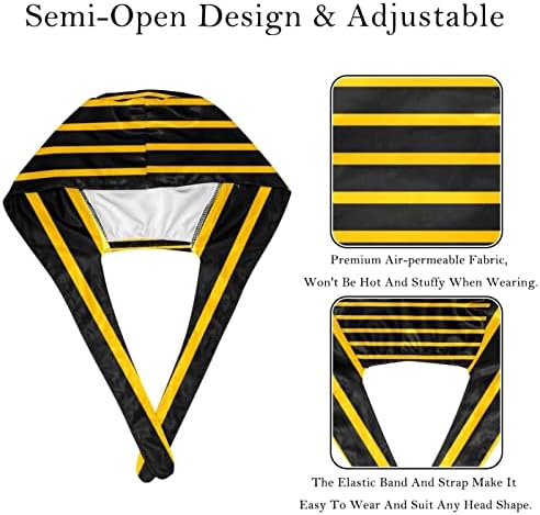 Crno -žuta pruga Podesiva kravata Unisex šeširi, radne kape s gumbima i trakom za znoj