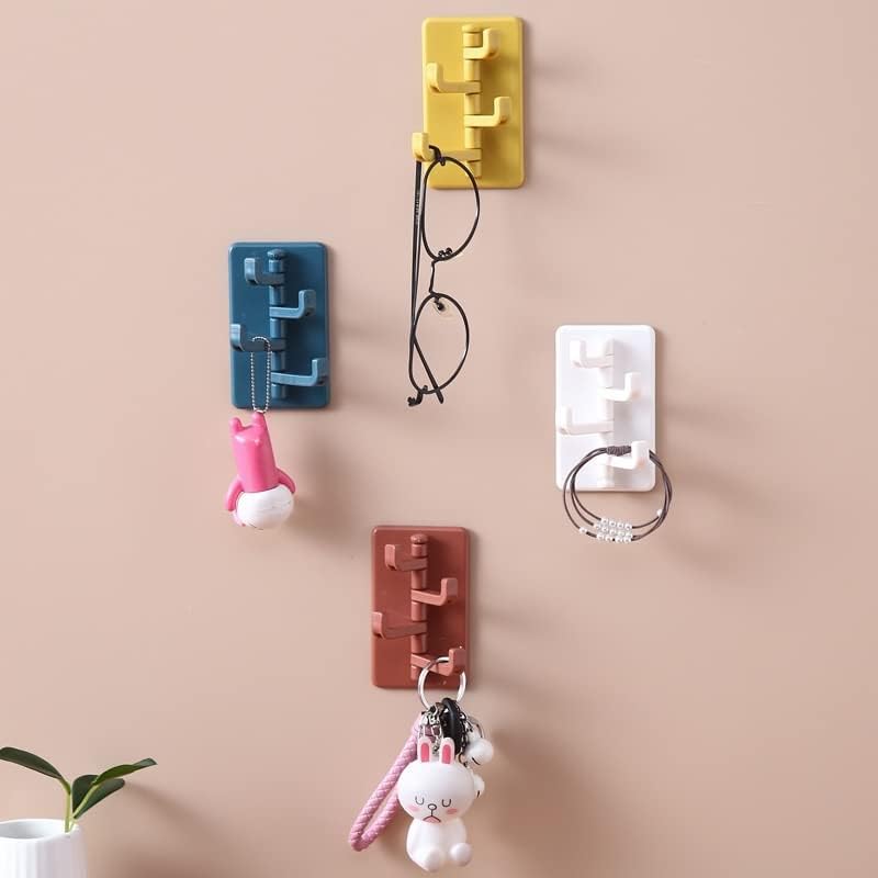 Ylyajy 4PCS kreativna četvero povezana rotirajuća viskoza Kuka kupaonica kuhinja zid bez udaraca, nosač za odlaganje ključeva