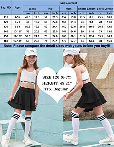 Atletske suknje za djevojčice od 4 do 13 godina s džepovima za golf, tenis, trčanje