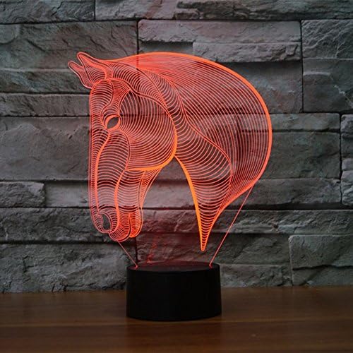 3D ilusion Horse Head Night Light Svjetle, 7 boja Postupno mijenjajući prekidač Touch Switch USB stol za stolni stol za rođendanski