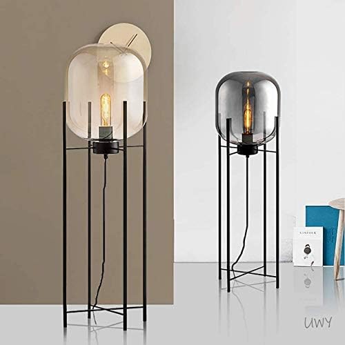 BKGDO podne svjetla, vintage podna svjetiljka, jedinstvena stajaća svjetiljka, dimna siva staklena lampica dizajnira podna svjetiljka,