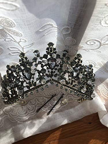 _ Crna velika Vintage kristalna princeza kraljica tijara s rhinestones djeveruše krune i tijare za svadbene zabave