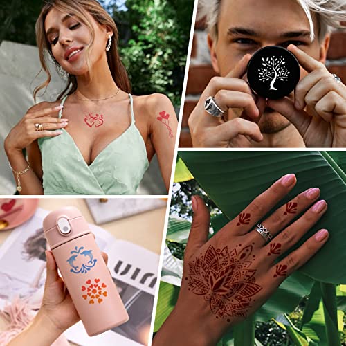 Set šablona za tetovaže kane za višekratnu upotrebu za žene, djevojke i djecu, 410 + komada predložaka tetovaža, privremena šablona