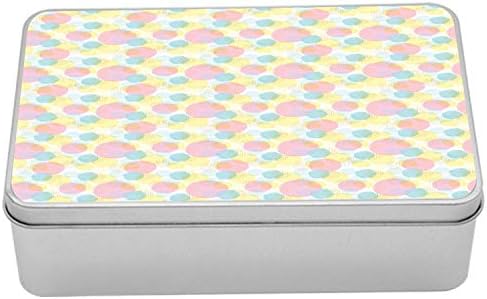 Ambasonne pastelna metalna kutija, dizajn šarenih mrlja i mrlja, višenamjenski pravokutni spremnik s poklopcem s poklopcem, 7,2 x 4,7