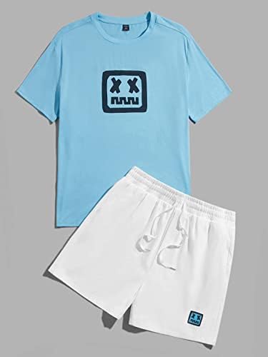 Nibhz dvodijelni odjevni predmeti za muškarce crtane grafičke majice i kratke hlače struka