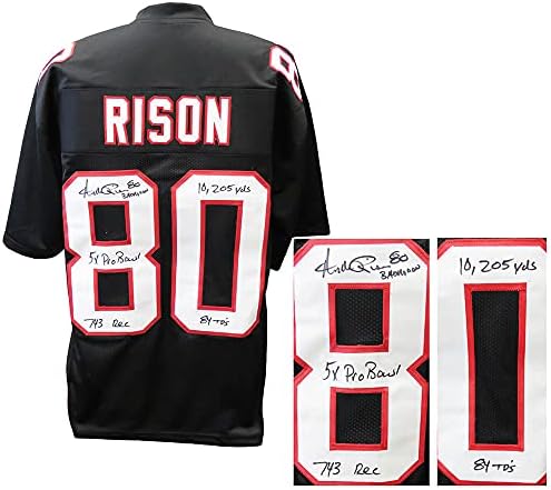 Andre Rison potpisao je crni bacač prilagođeni nogometni dres s 5 inspisanih