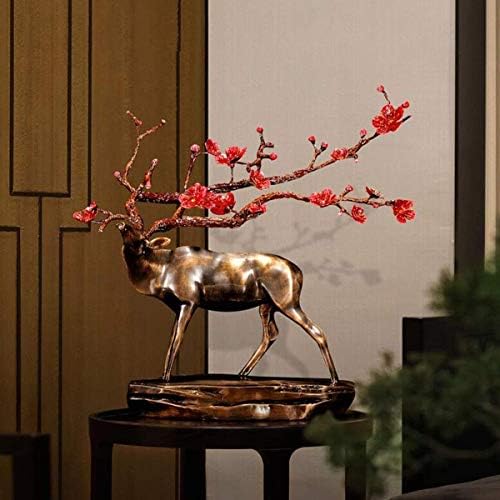 Liushi skulpture ručno izrađeni metalni mesingani kip, božićni jelen tabletop figurica dekor, 15.4 x 7.1 x 13,4