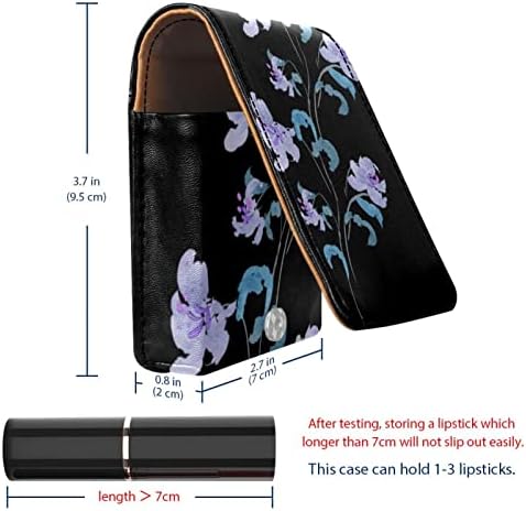 Mini torbica za šminku s ogledalom, torbica s kvačilom, futrola za ruž od umjetne kože, pastoralni cvijet ljubičasta cvjetna Berba