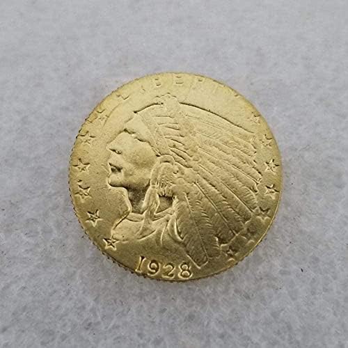 Antique Crafts American 1928 5 Zlatni novčić Indijski novčić Silver Dollar
