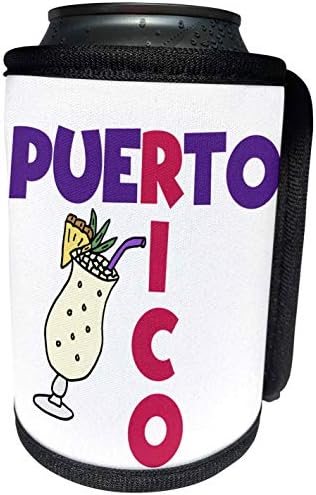 3Drose - All Smiles Art - Travel - Cool Fun Puerto Rico i Pina Colada pića crtani film - Can Cooler Wrap boca