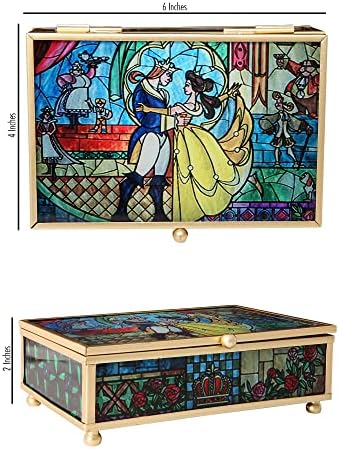 Disney Princess Beauty and The Beast Boxu - stakleni nakit s vitražom i princom