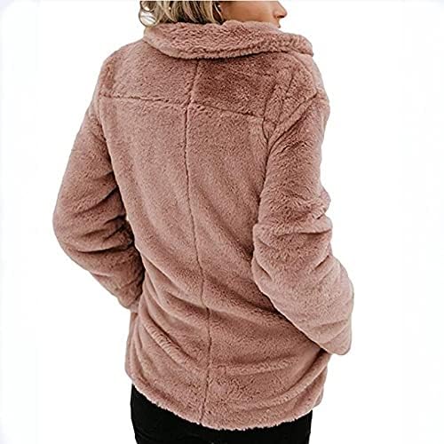 Prdecexlu dugih rukava za kućnu odjeću zimski kaput tinejdžerice elegantne super meke gumbe udobni kaputi solidna boja rever