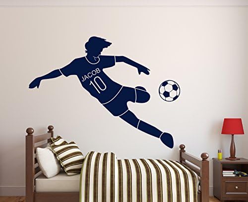 Prilagođena zidna naljepnica s nogometnim imenom-Zidne naljepnice za dječju sobu-Zidne naljepnice za nogomet -
