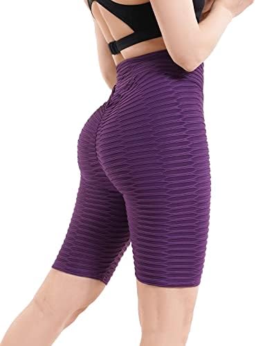 Glitersis visoki struk za dizanje stražnjice joge kratke hlače za žene kontrola trbuha teksturirana sportska teretana biciklista kratke