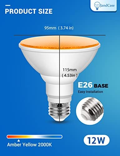 12-vatna vanjska LED svjetla za vanjsku rasvjetu [4 pakiranja], žute žarulje za vanjsku rasvjetu ekvivalent 100 vata, poplavna svjetla