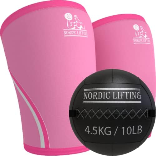 Nordijski rukavi za dizanje koljena veliki - ružičasti snop sa zidnom kuglom 10 lb