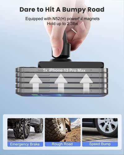 Joygeek magnetski bežični punjač automobila, kompatibilan s mag-safe automobilom za montiranje za iPhone 14/13/12 serija, nosač nosača