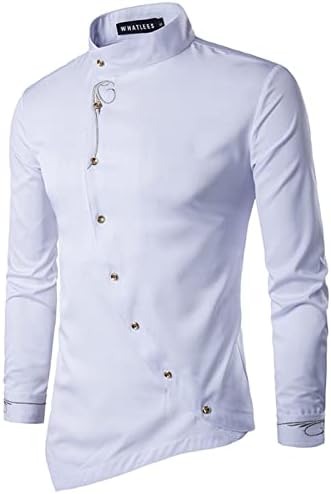 Xxbr majice za muške, opružne duge rukave nagnute gumb niz kornjače formalni vrhovi nepravilni rub vitki fit casual majica