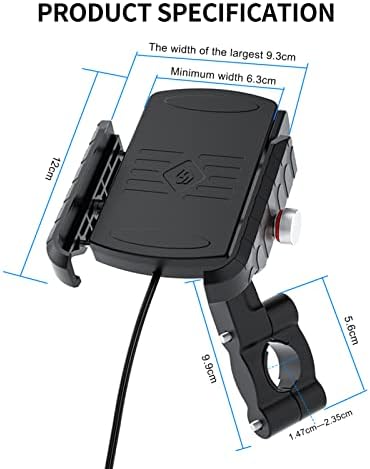 Xixian motociklistički telefon, motociklistički telefon s Qi 15W bežični punjač Brzo punjenje 2in1 USB punjenje 360 ​​° Zakretanje