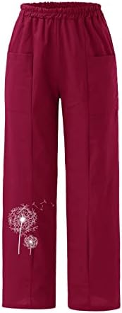 Ženske Ležerne hlače veličine 16 ženske obične Ležerne hlače s cvjetnim printom hlače s elastičnim pojasom sa širokim džepovima