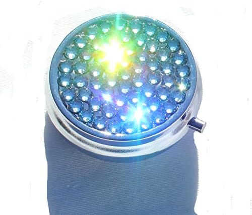Kutija za tablete u svijetloplavoj boji s kristalnim ukrasom, izrađena s visokokvalitetnim kristalima marke, slatka veličina za novčanik