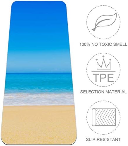 Debela Protuklizna prostirka za vježbanje i fitness 1/4 s printom pejzaža na plaži za jogu, pilates i podnu kondiciju