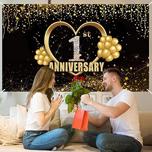 Ukrasi bannera za 1. godišnjicu braka, izuzetno velika pozadina za 1. godišnjicu braka, pribor za natpise, zlatni dekor za 1. godišnjicu