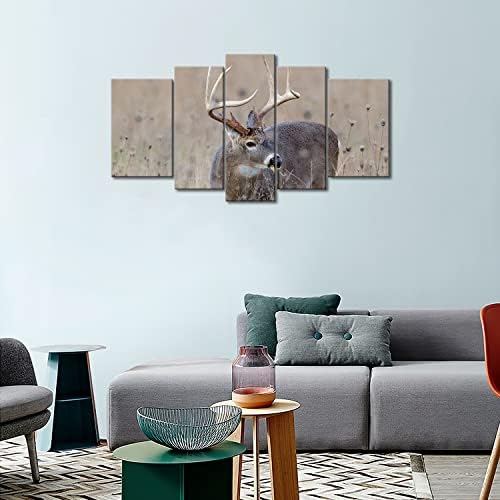 5 ploča zidna umjetnost bijela boja jelena u maglovitom poljskom slikanju slike ispis na platnu slike za životinje za ukrašavanje uređenja