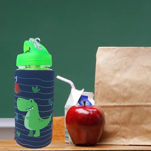 Kid's Green poklopac boca s vodom s uklonjivim rukavom neoprene dinosaura, zabavne boce za piće za školske ručkove ili do trajanja,
