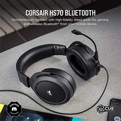 Corsair HS70 Bluetooth - Žičano gaming slušalice sa Bluetooth - Radi na PC, Mac, Xbox Series X, Xbox Series S, Xbox One, PS5, PS4,
