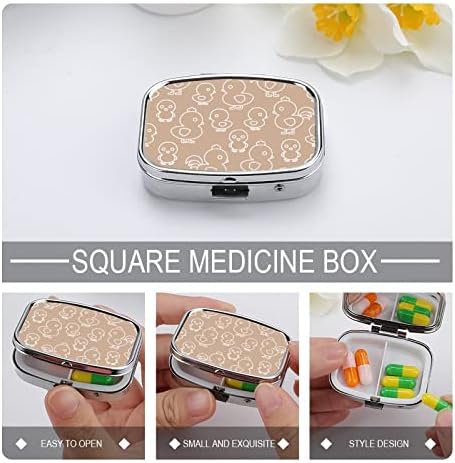 Kvadratna tableta crtana patka tableta kutija metalna lijeka za lijekove organizator tableta za džepnu torbicu i putovanja 2.2x1.6in