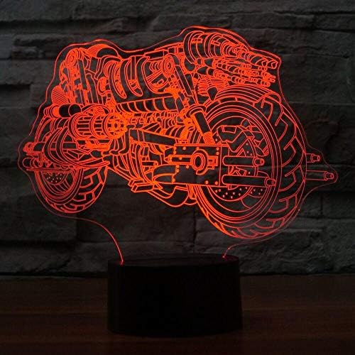Jinnwell 3d motociklističke automobile noćna lampica iluzija 7 boja za promjenu dodira prekidač stol stola za ukrašavanje lampica LED