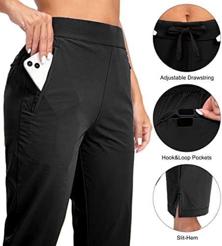 G Postupne ženske golf hlače s džepovima s patentnim zatvaračem povuku se na rastezanje laganih brzih suhih hlača za gležnjeve za žene