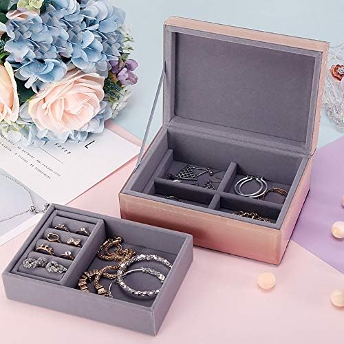 Kutija za nakit za žene, poklon za voljene osobe, dvoslojni organizator nakita s uklonjivim ladicama A 18x13x7.5cm